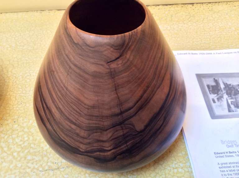 20th Century Two Wood Turned Ebony Vessels by Gene Pozzesi