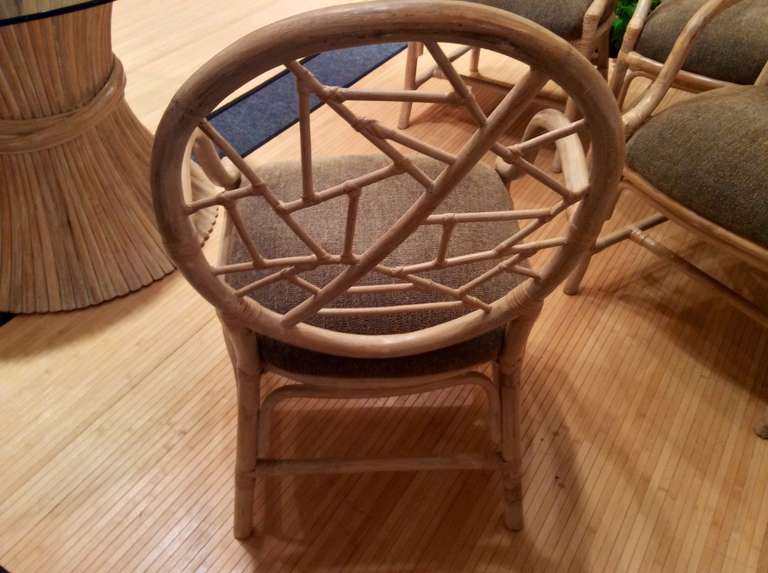 Set of Four McQuire Style Cracked Ice Style Chairs in Whitewash Finish In Good Condition In Palm Springs, CA