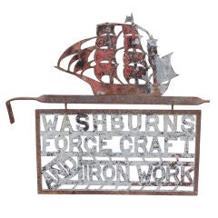Folk art iron trade sign with great old paint