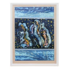 Eastern European abstract oil/acrylic on paper signed