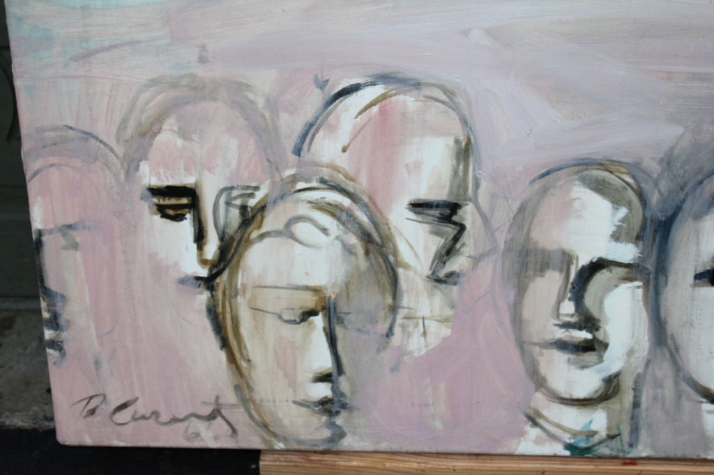 Large French abstract signed and titled Family Portrait In Good Condition In Palm Springs, CA
