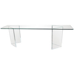 1980's Glass and Lucite console
