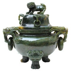 Antique Late 19th century Jade Tripod Censor