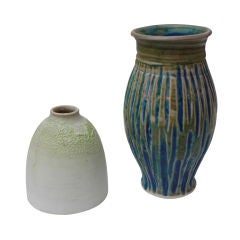2 1970s pieces of hand thrown stoneware