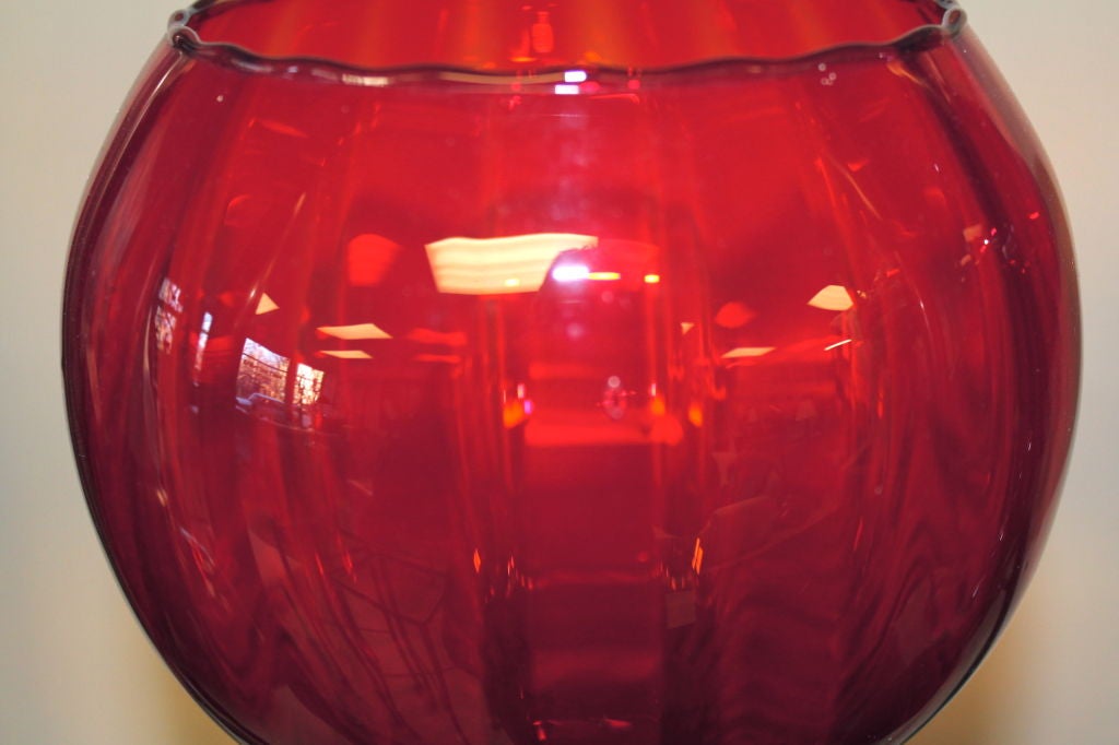 Pair of Hand Blown red glass compotes 1