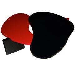 Saporiti nesting tables in black and red lacquer