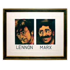 Paint on Paper by Ron English of John Lennon and Groucho Marx 2