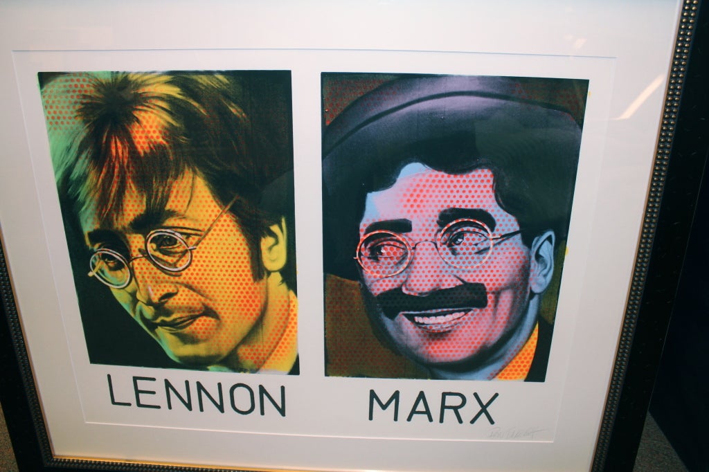 American Silkscreen With Paint John Lennon Groucho Marx by Ron English