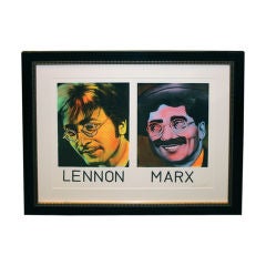Vintage Silkscreen With Paint John Lennon Groucho Marx by Ron English