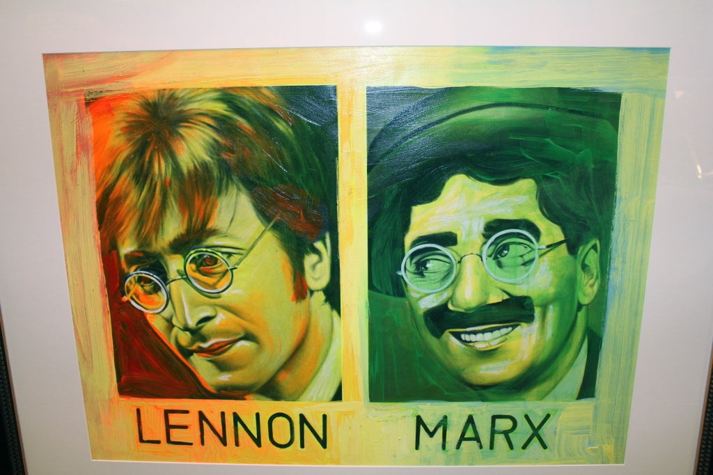 Bemalter Siebdruck von John Lennon & Groucho Marx von Ron English (amerikanisch) im Angebot