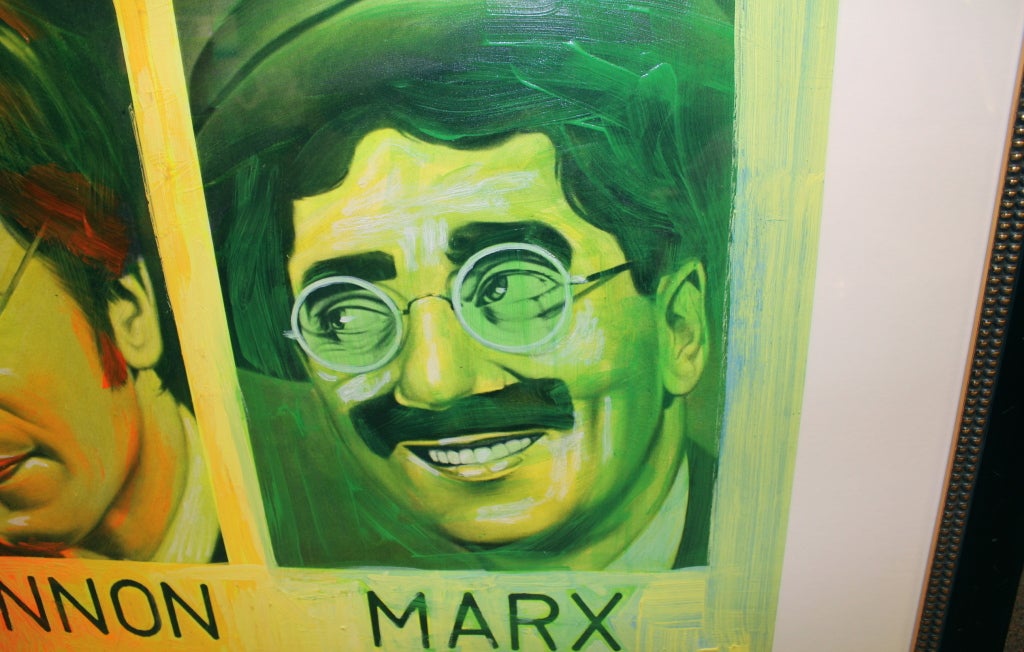 American Painted Silkscreen of John Lennon & Groucho Marx by Ron English For Sale