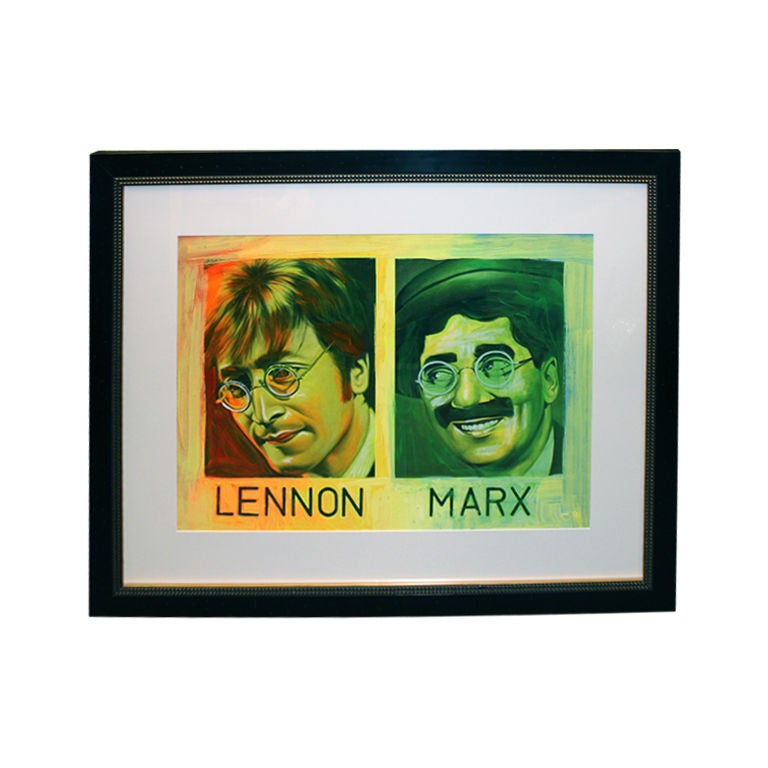 Painted Silkscreen of John Lennon & Groucho Marx by Ron English