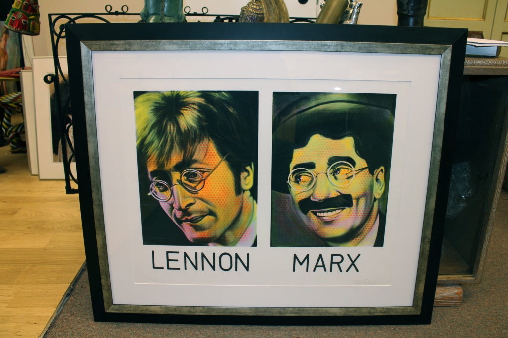 silkscreen w/ paint of John Lennon & Groucho Marx by Ron English