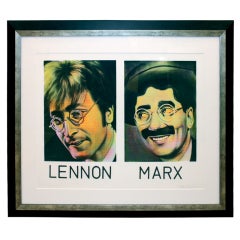 silkscreen w/ paint of John Lennon & Groucho Marx by Ron English