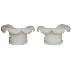Nicely carved pair of alabaster fixtures