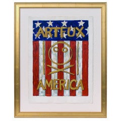 Early 1990s Painting on Paper by the Group Artfux 12