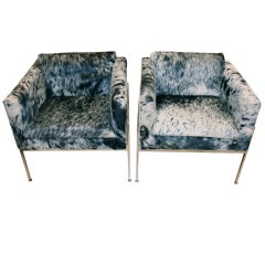 Pair of hide and chromed steel chairs