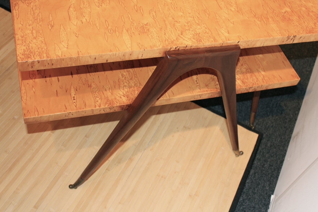 Elegant corner table with exotic wood veneer