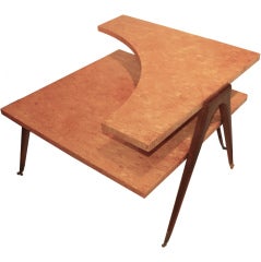 Elegant corner table with exotic wood veneer