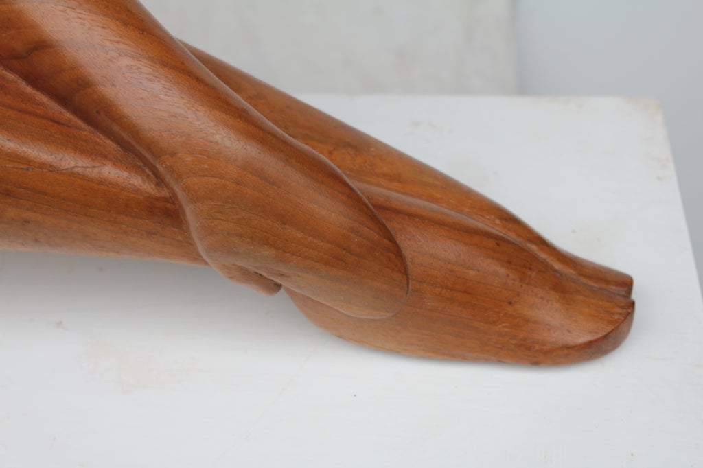 American Large nude hand carved wood sculpture