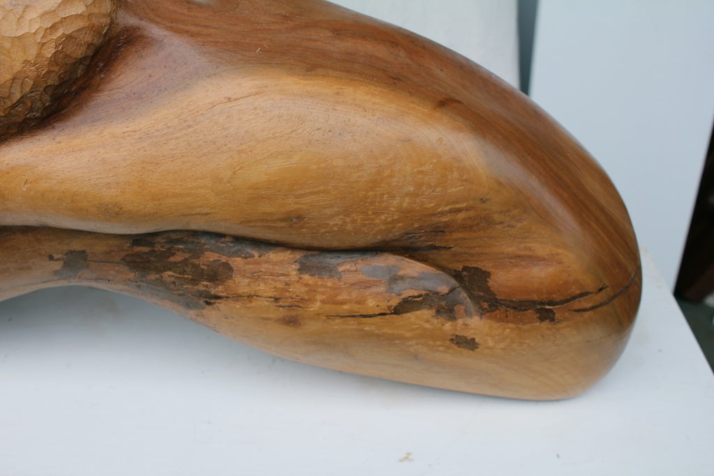 Wood Large nude hand carved wood sculpture