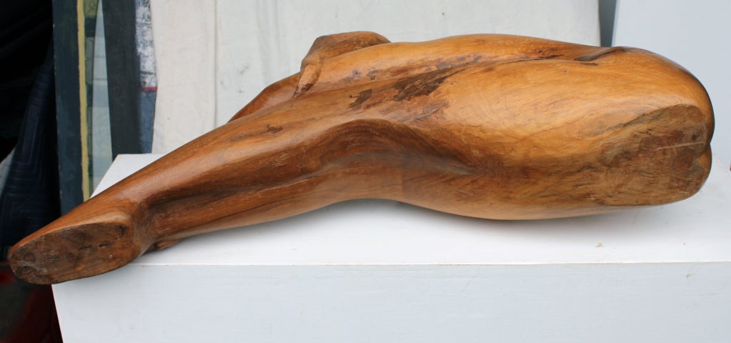 Large nude hand carved wood sculpture 3