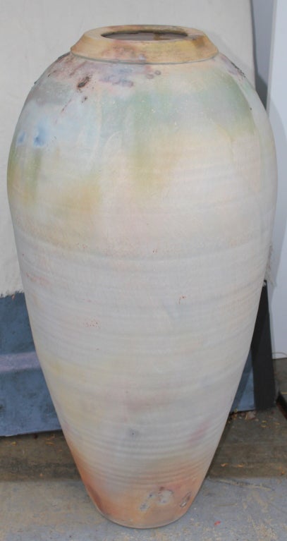 American Impressive large raku fired floor vase 