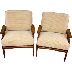 Adrian Pearsall pair of caned back sculptural chairs