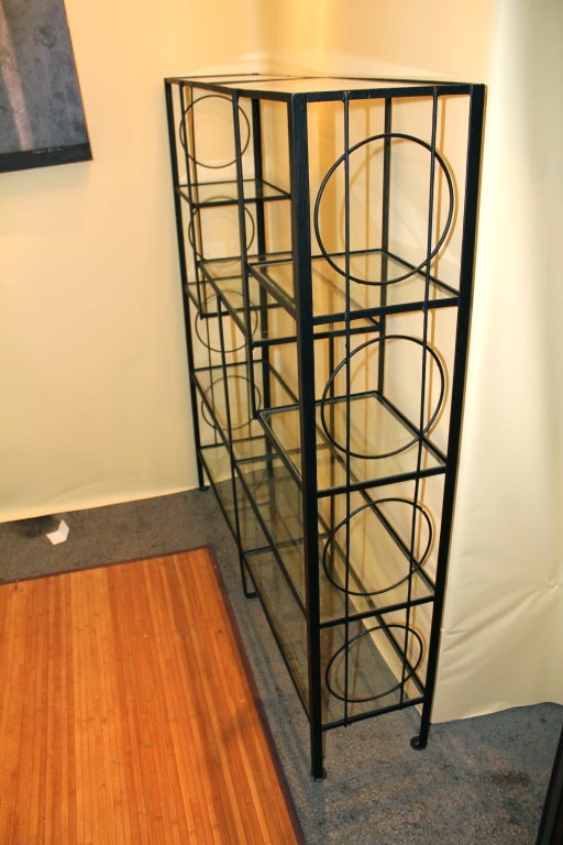American Frederick Weinberg Glass and iron etagere