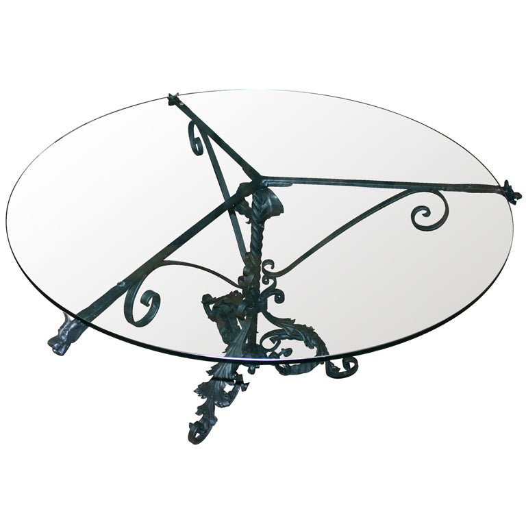 Iron table in the manner of Samuel Yellin w/ dragon