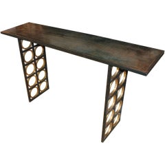 Iron Bronze Patinated Console With Gilded Accents