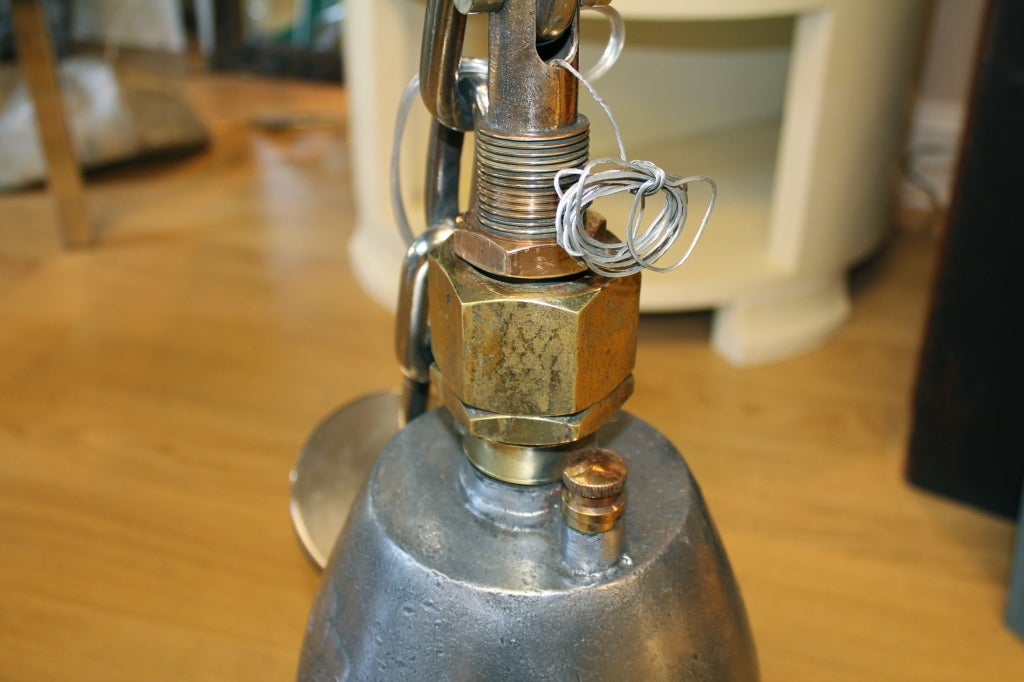 Large Vintage Industrial Steel and Brass Hanging Fixture