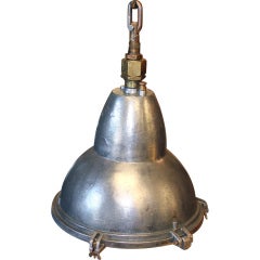 Large Vintage Industrial Steel and Brass Hanging Fixture