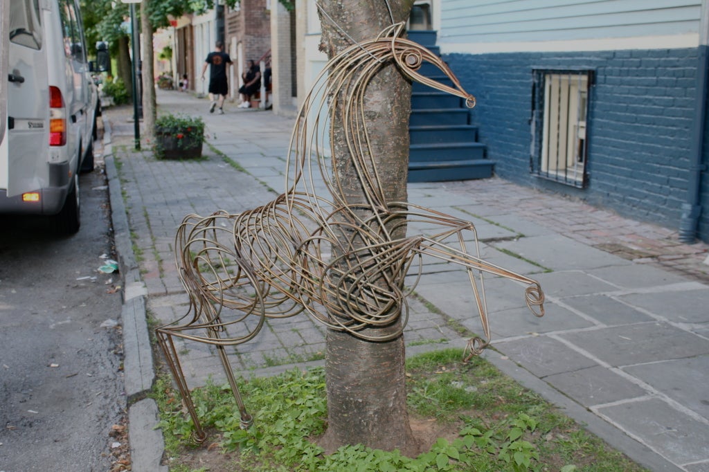 Whimsical Large Metal Garden Sculpture of a Horse