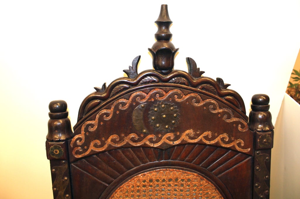 Cane Bronze inlaid 19th century Anglo-African Throne