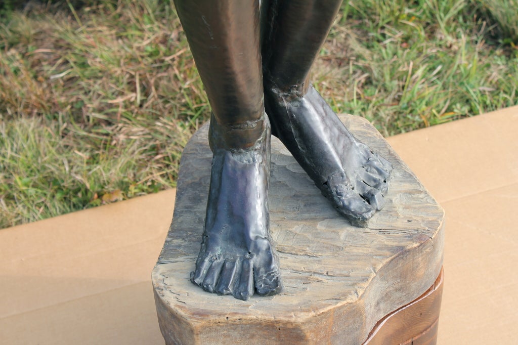 American Life size copper sculpture nude boy by Ludvik Louis Durchanek