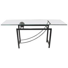 Post-Modern Glass, Metal and Marble Ball Console