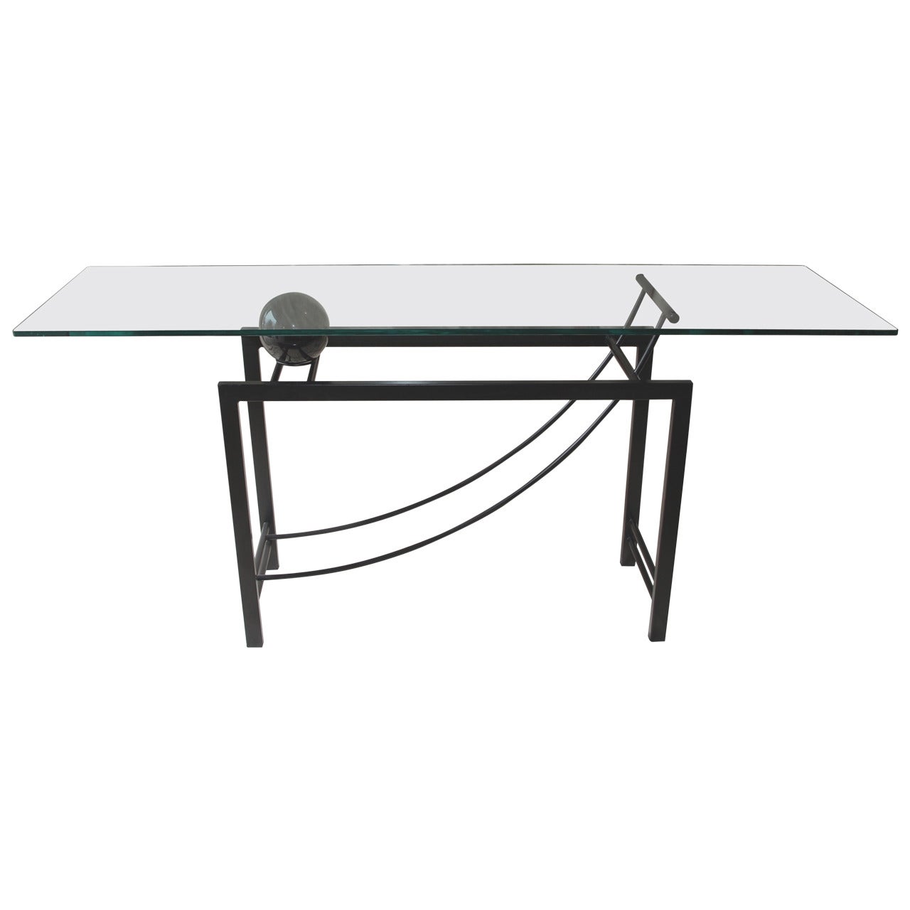 Post-Modern Glass, Metal and Marble Ball Console