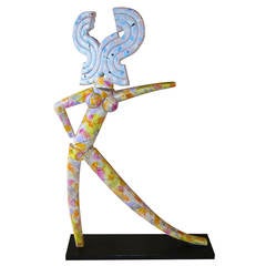 Fred Schumm Lifesize Whimsical Painted Wood Sculpture of a Nude 2