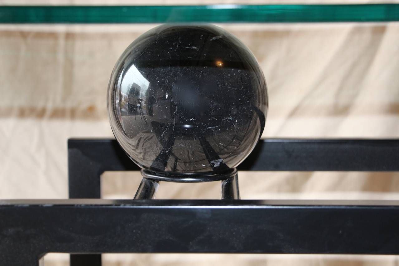 Post-Modern Glass, Metal and Marble Ball Console 1