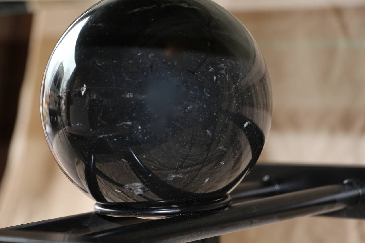 Unknown Post-Modern Glass, Metal and Marble Ball Console