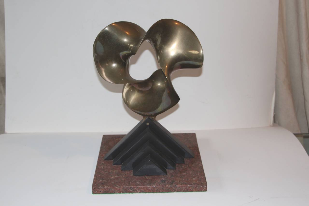 Fred Schumm Bronze, Wood and Marble Sculpture, 1989 For Sale 2