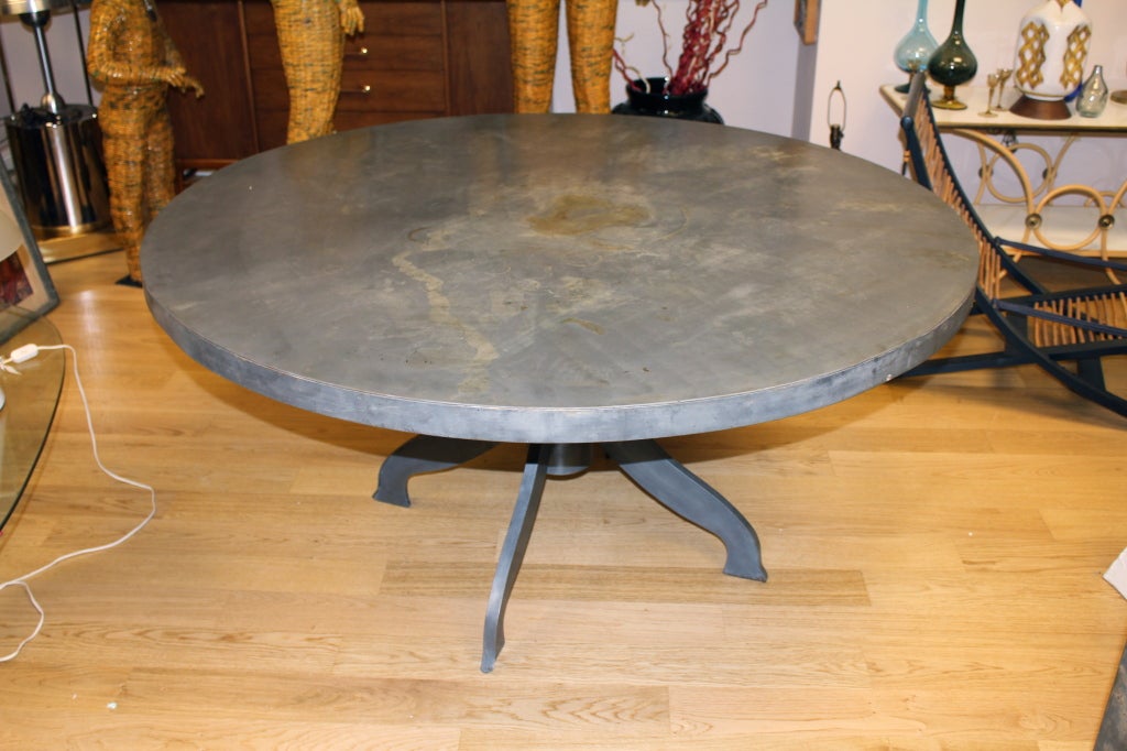 Large Round Galvanized Steel Custom Dining Center Hall Table At Large Round Galvanized Steel Custom Dining Center Hall Table 2