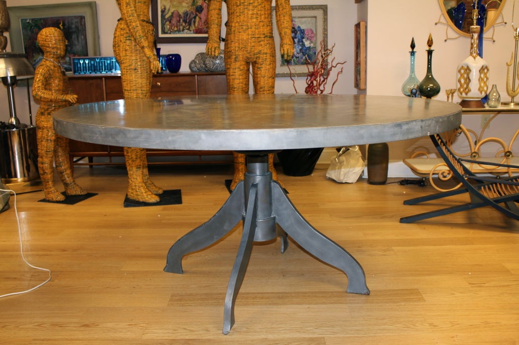 Large Round Galvanized Steel Custom Dining Center Hall Table At Large Round Galvanized Steel Custom Dining Center Hall Table 3