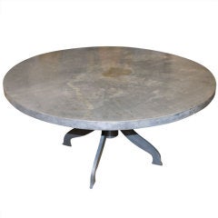 Large Round Galvanized Steel Custom Dining Center Hall Table