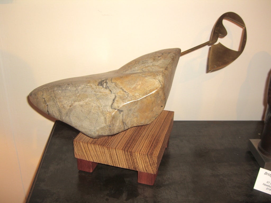 Nice 1960's stone and brass sculpture on new base For Sale 1