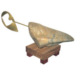Nice 1960's stone and brass sculpture on new base 8