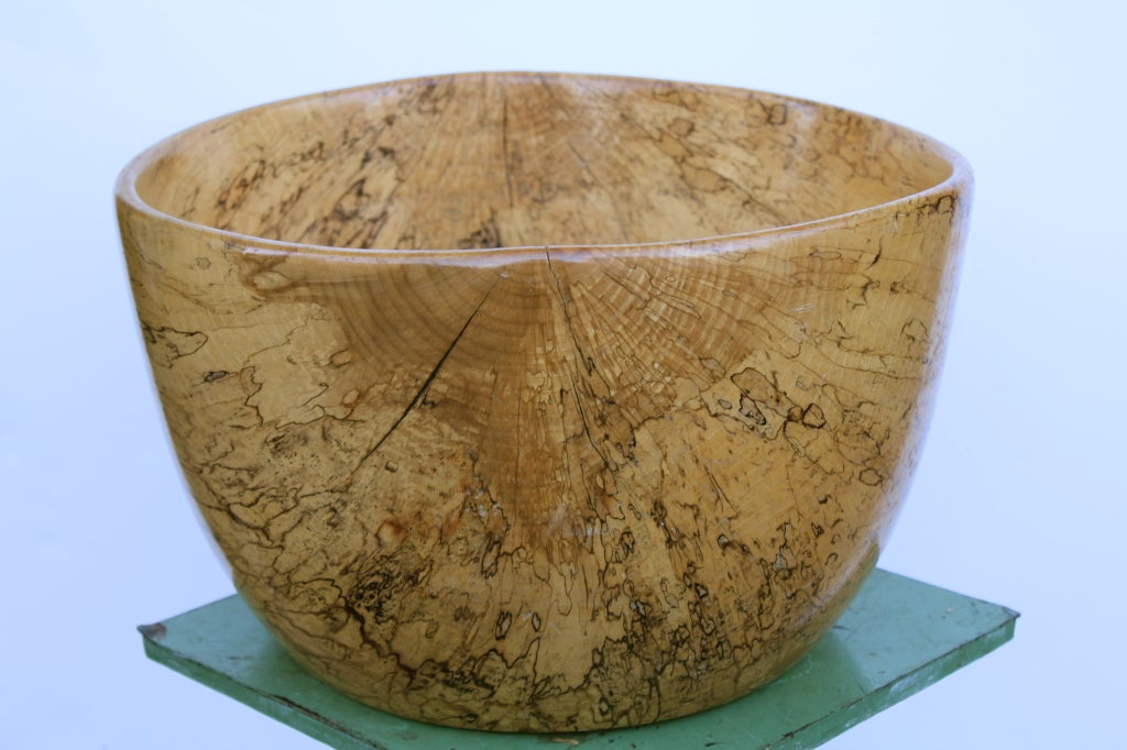 20th Century Artisan Hand Turned Exotic Burl Wood Bowl