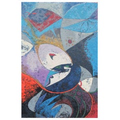 Vintage Oil And Collage On Abstract By William McCloy