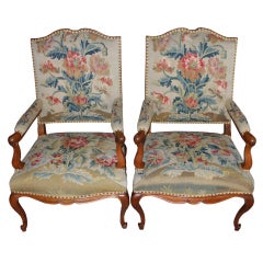 Pair of 19th century French tapestry chairs